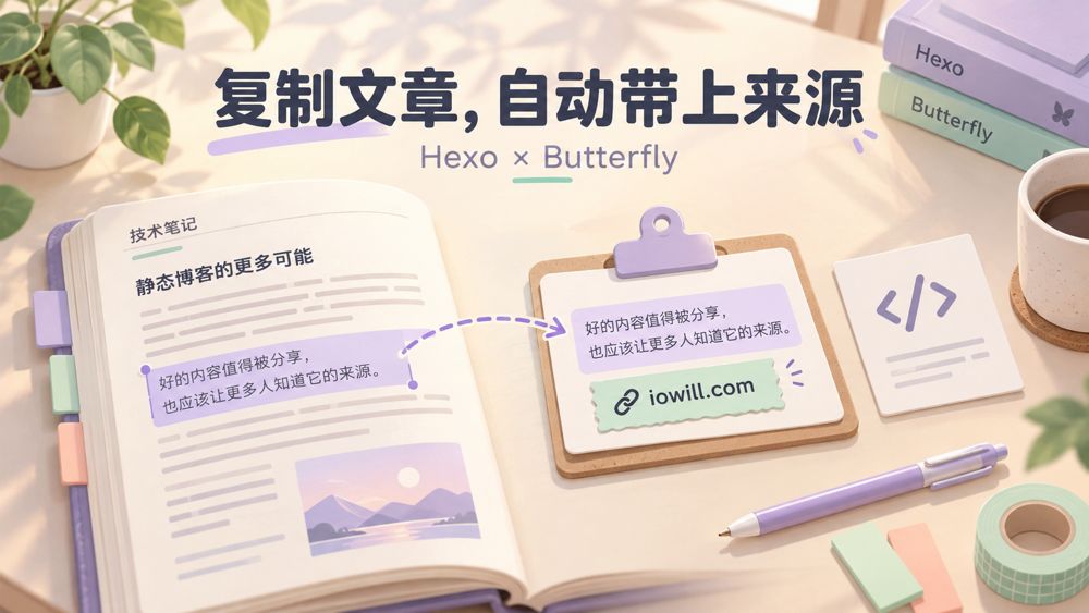 复制文章时自动带上来源：给 Hexo 博客加一行版权声明